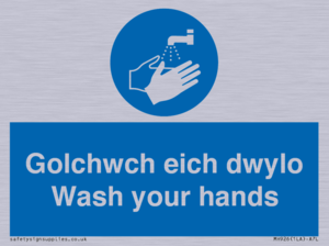 golchwch eich dwylo / wash your hands - safety sign